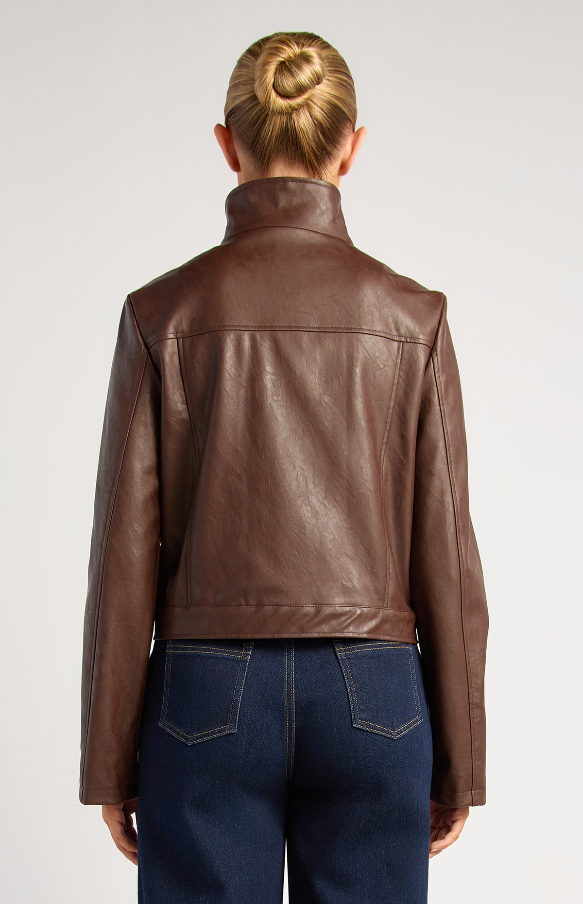 Brax Faux Leather Biker Jacket - Espresso