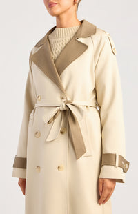 Paisley Longline Trench Coat - Almond