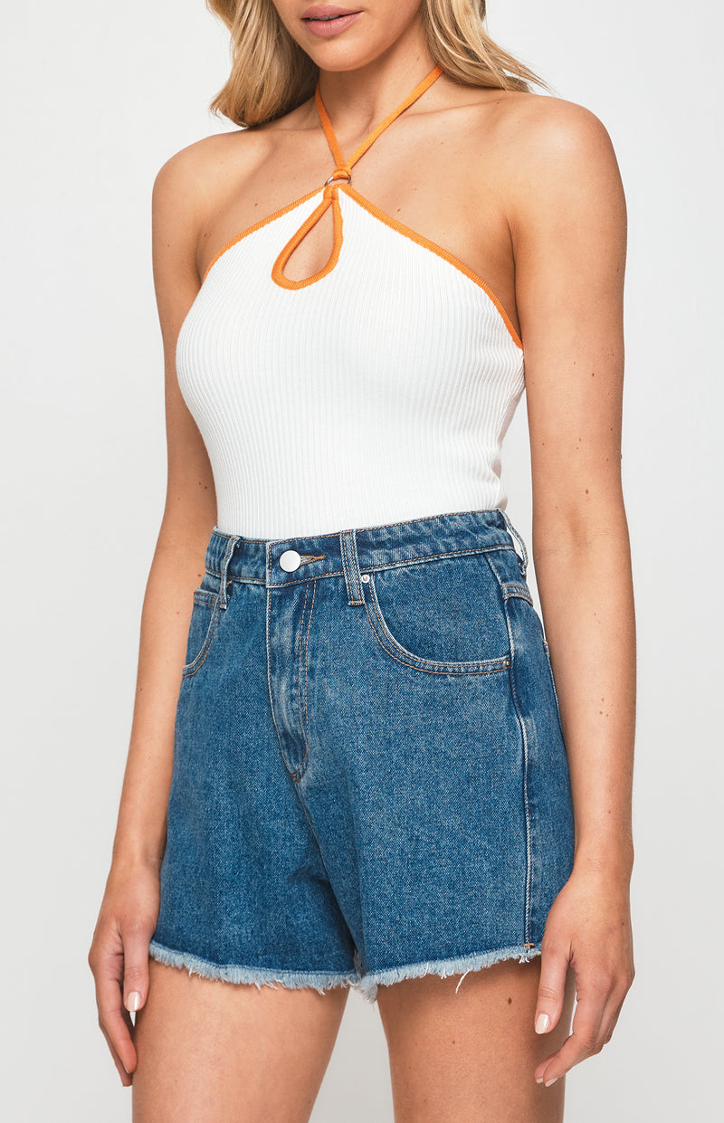 Hayley Knit Top - White/Orange