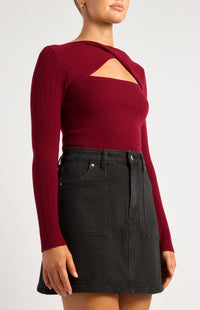 Jodi Long Sleeve Knit Top - Merlot