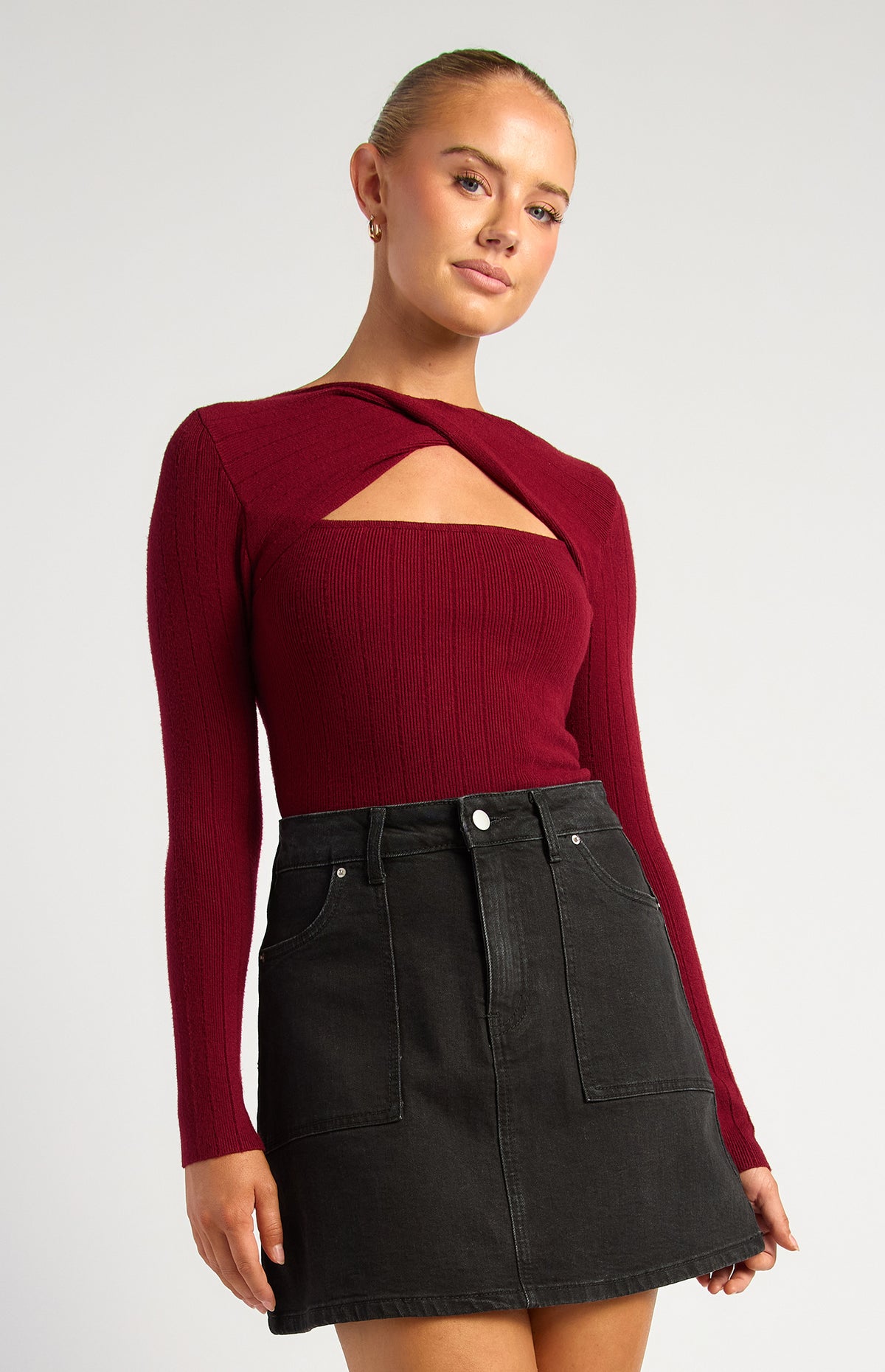 Jodi Long Sleeve Knit Top - Merlot