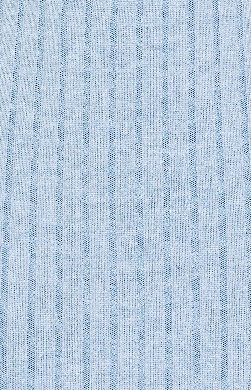 Krissy Long Sleeve Crop Top & Side Split Midi Skirt (Knit Set) - Blue
