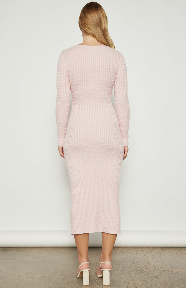 Elsie Long Sleeve Knit Midi Dress - Blush