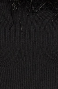 Mariam One Shoulder, Sleeveless, Rib Knit Top - Black