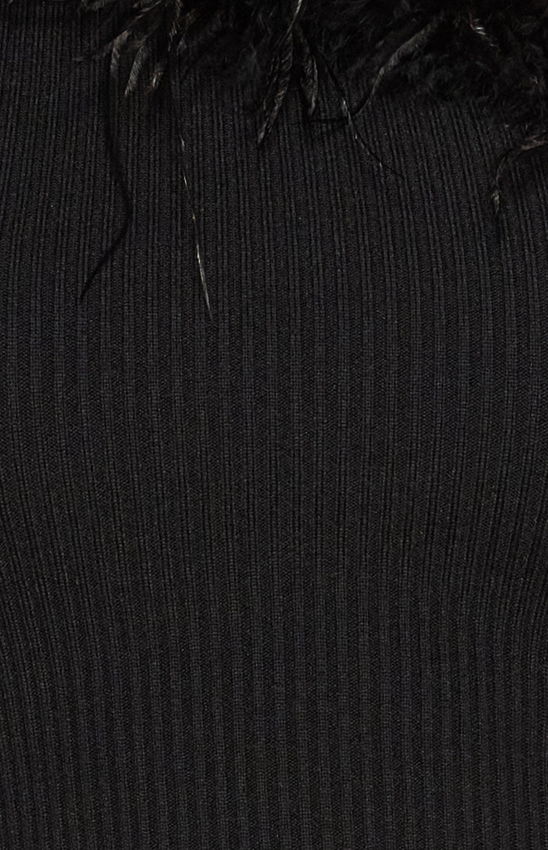 Mariam One Shoulder, Sleeveless, Rib Knit Top - Black