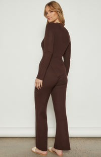 Beverly Top & Pants Knit Set - Espresso
