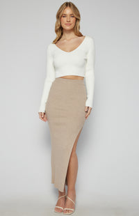 Lorri Knit Maxi Skirt - Oat Marl
