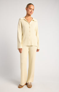 Ainsley Shirt & Pants Knit Set - Bone