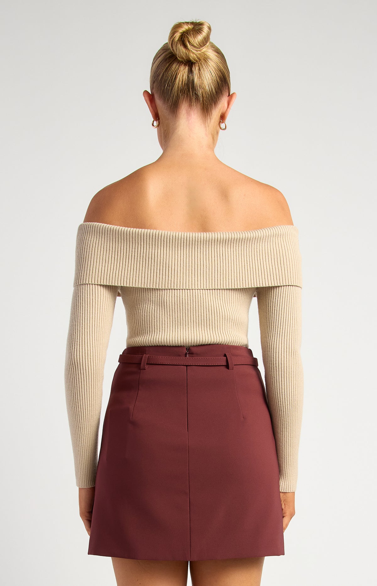 Presley Off-Shoulder Knit Bodysuit - Almond