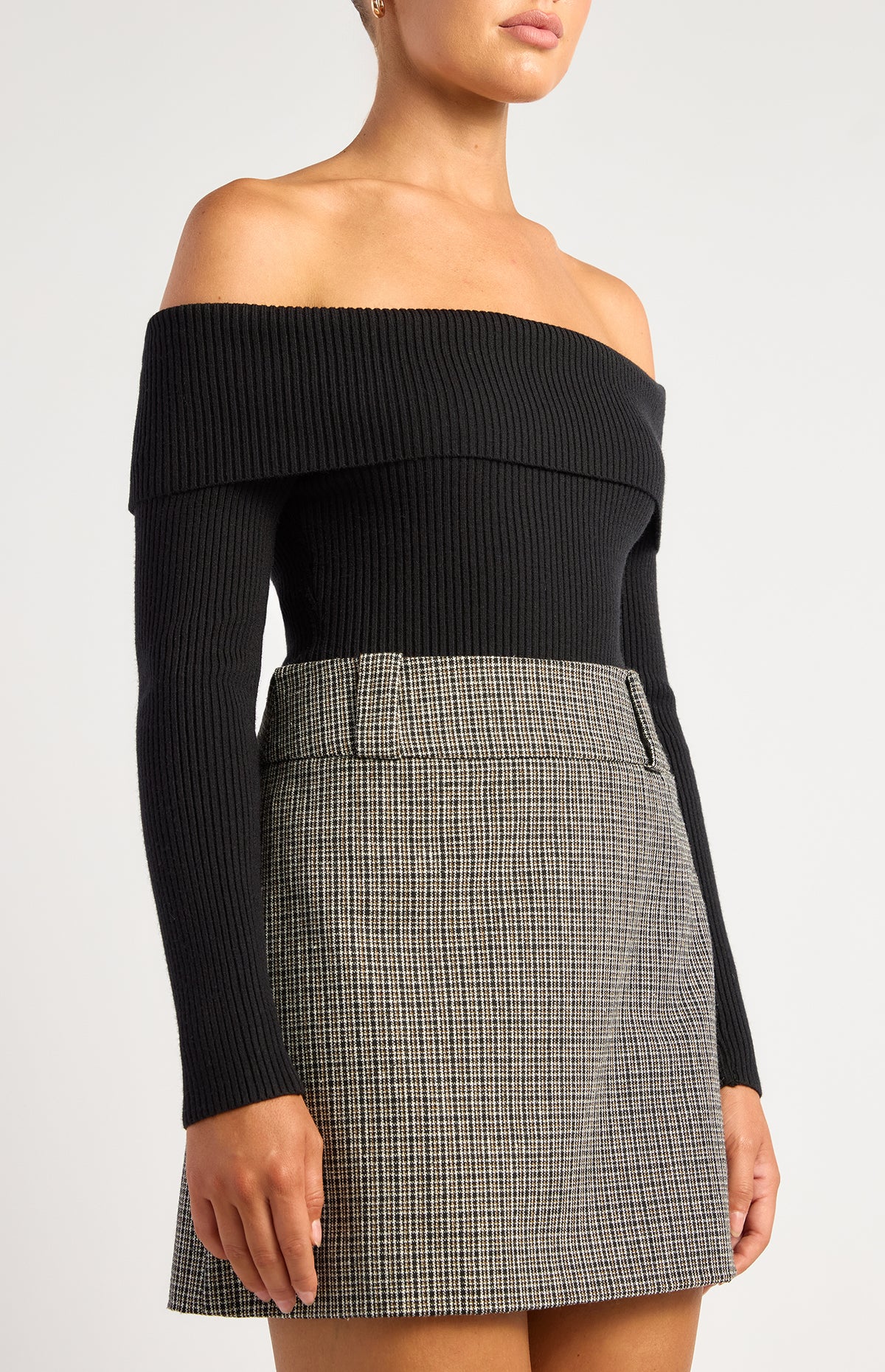 Presley Off-Shoulder Knit Bodysuit - Black