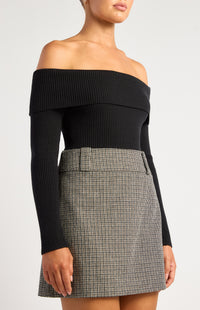 Presley Off-Shoulder Knit Bodysuit - Black