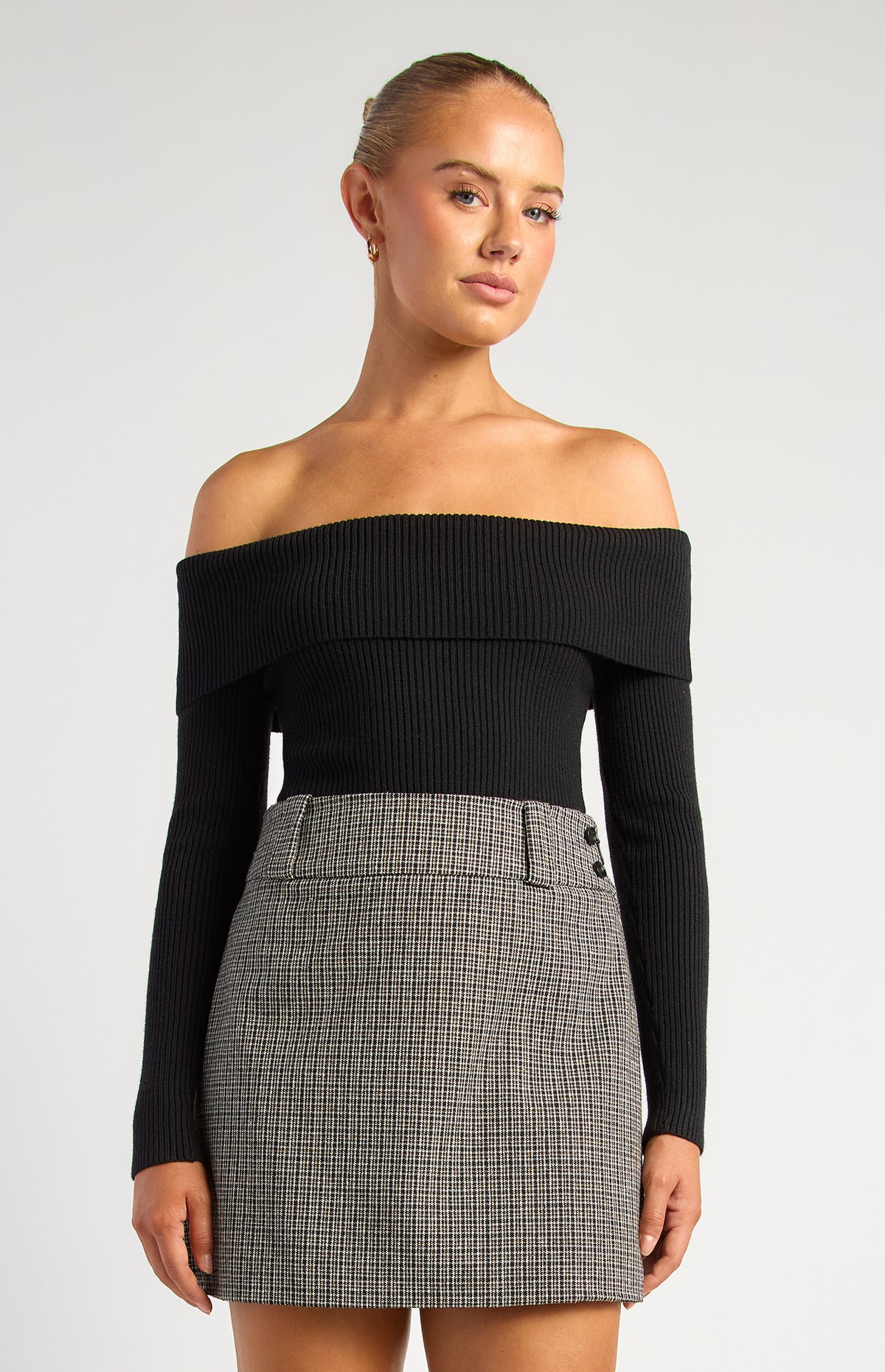 Presley Off-Shoulder Knit Bodysuit - Black