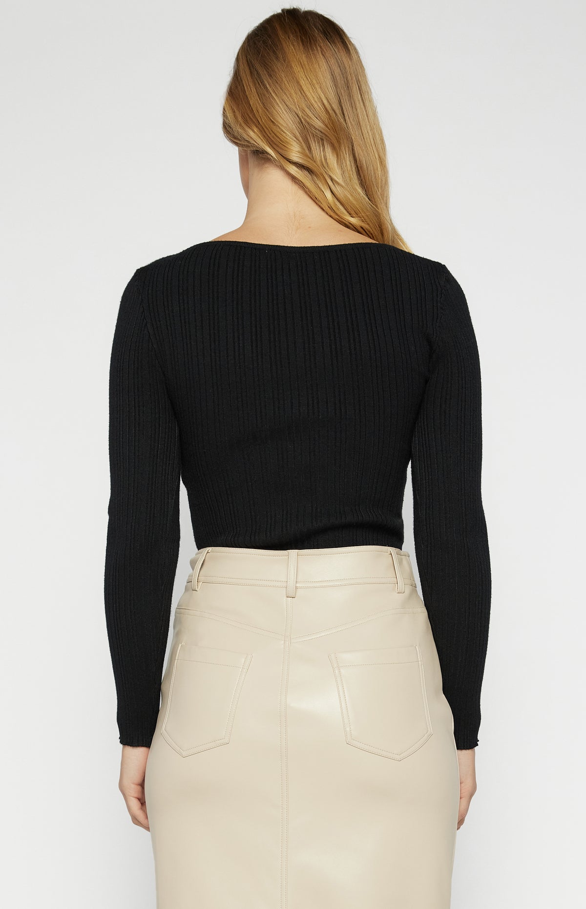 Cobie Long Sleeve Knit Top - Black