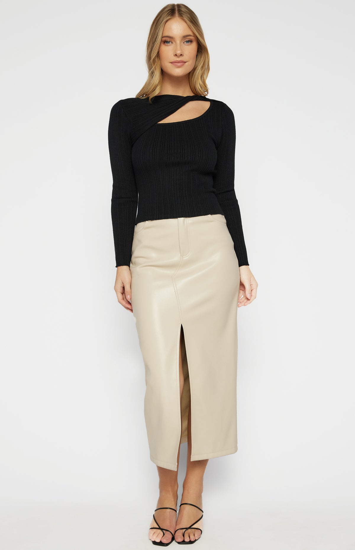 Cobie Long Sleeve Knit Top - Black