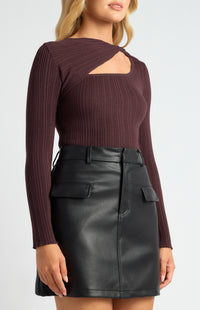 Cobie Long Sleeve Knit Top - Cocoa