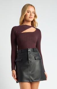 Cobie Long Sleeve Knit Top - Cocoa