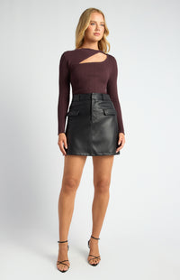 Cobie Long Sleeve Knit Top - Cocoa