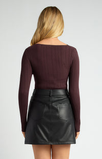 Cobie Long Sleeve Knit Top - Cocoa