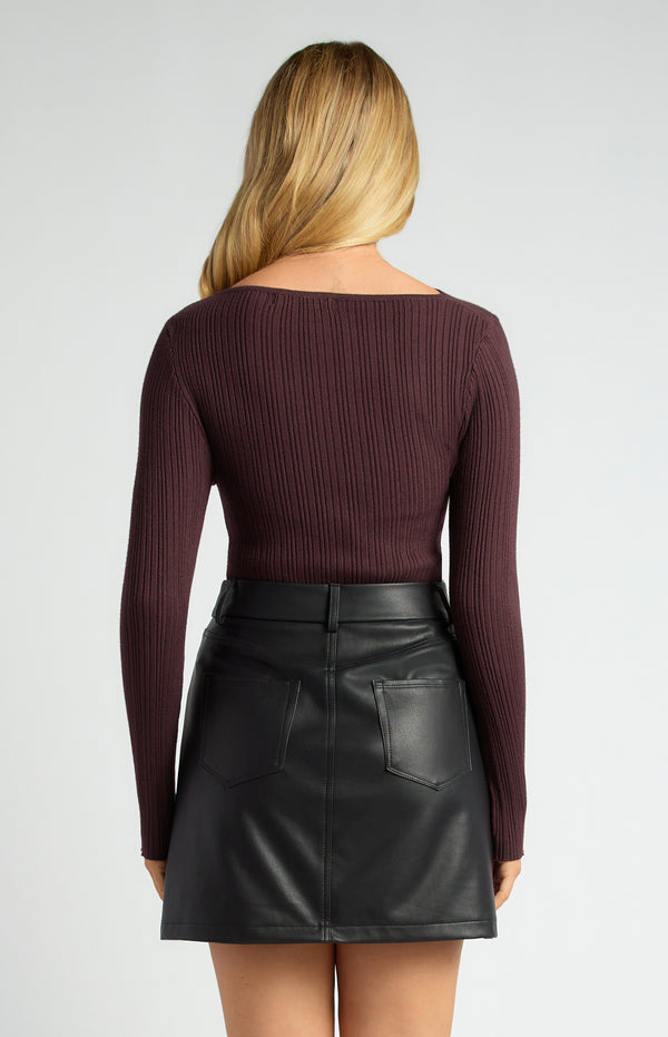 Cobie Long Sleeve Knit Top - Cocoa
