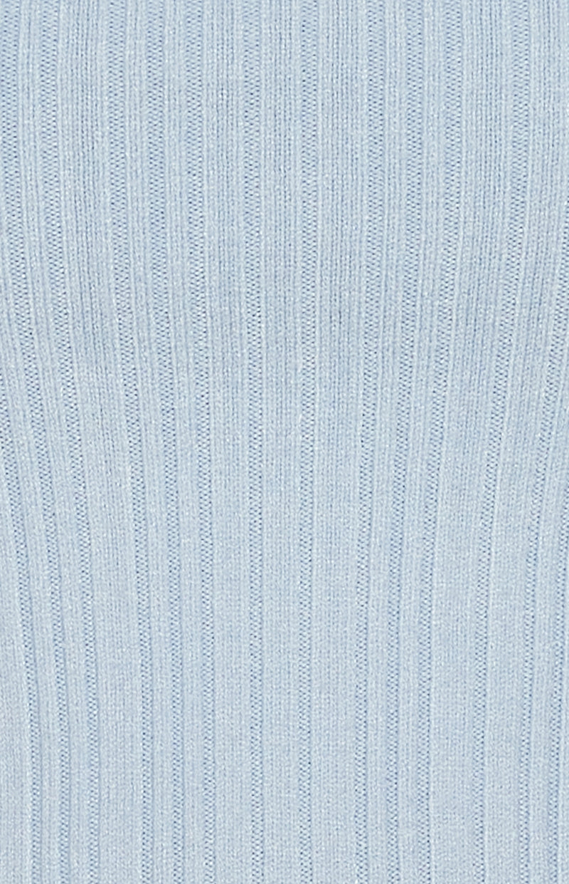 Cobie Twist Neckline, Long Sleeve Knit Top - Blue
