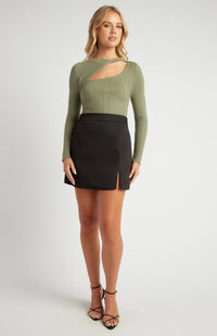 Cobie Long Sleeve Knit Top - Khaki