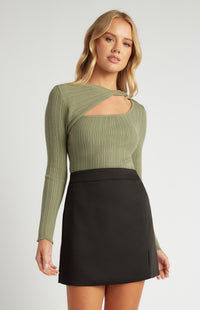 Cobie Long Sleeve Knit Top - Khaki