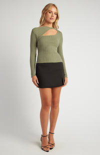 Cobie Long Sleeve Knit Top - Khaki