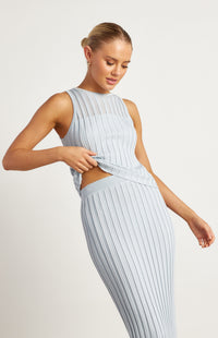 Brandi Top & Skirt Knit Set - Pale Blue