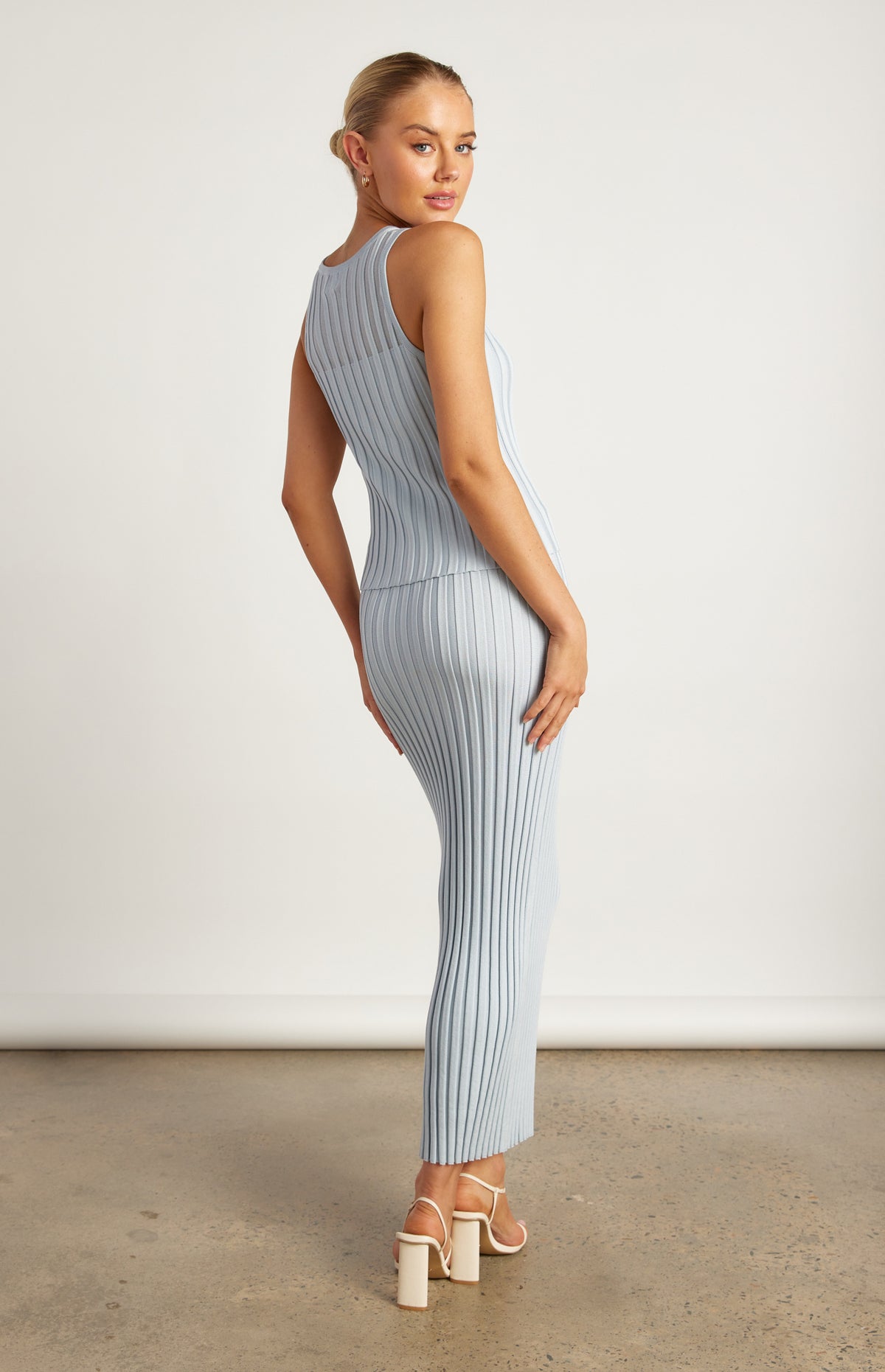 Brandi Top & Skirt Knit Set - Pale Blue