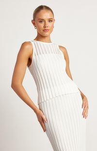 Brandi Top & Skirt Knit Set - White