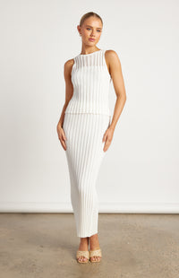 Brandi Top & Skirt Knit Set - White