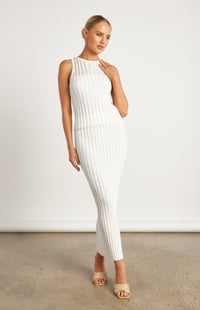 Brandi Top & Skirt Knit Set - White