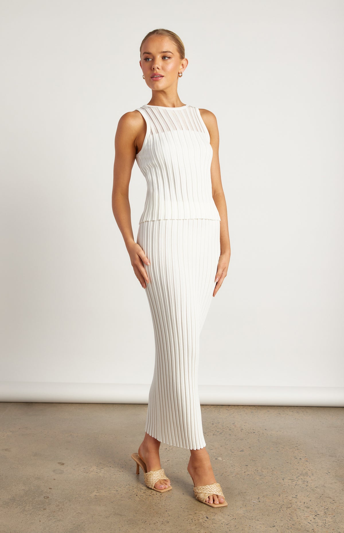 Brandi Top & Skirt Knit Set - White