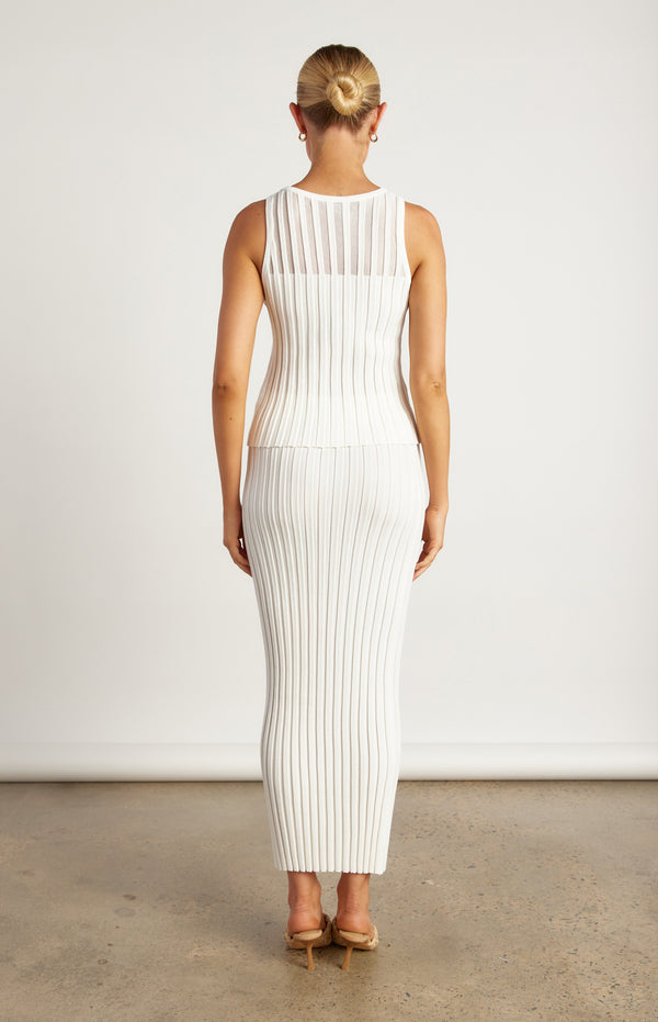 Brandi Top & Skirt Knit Set - White