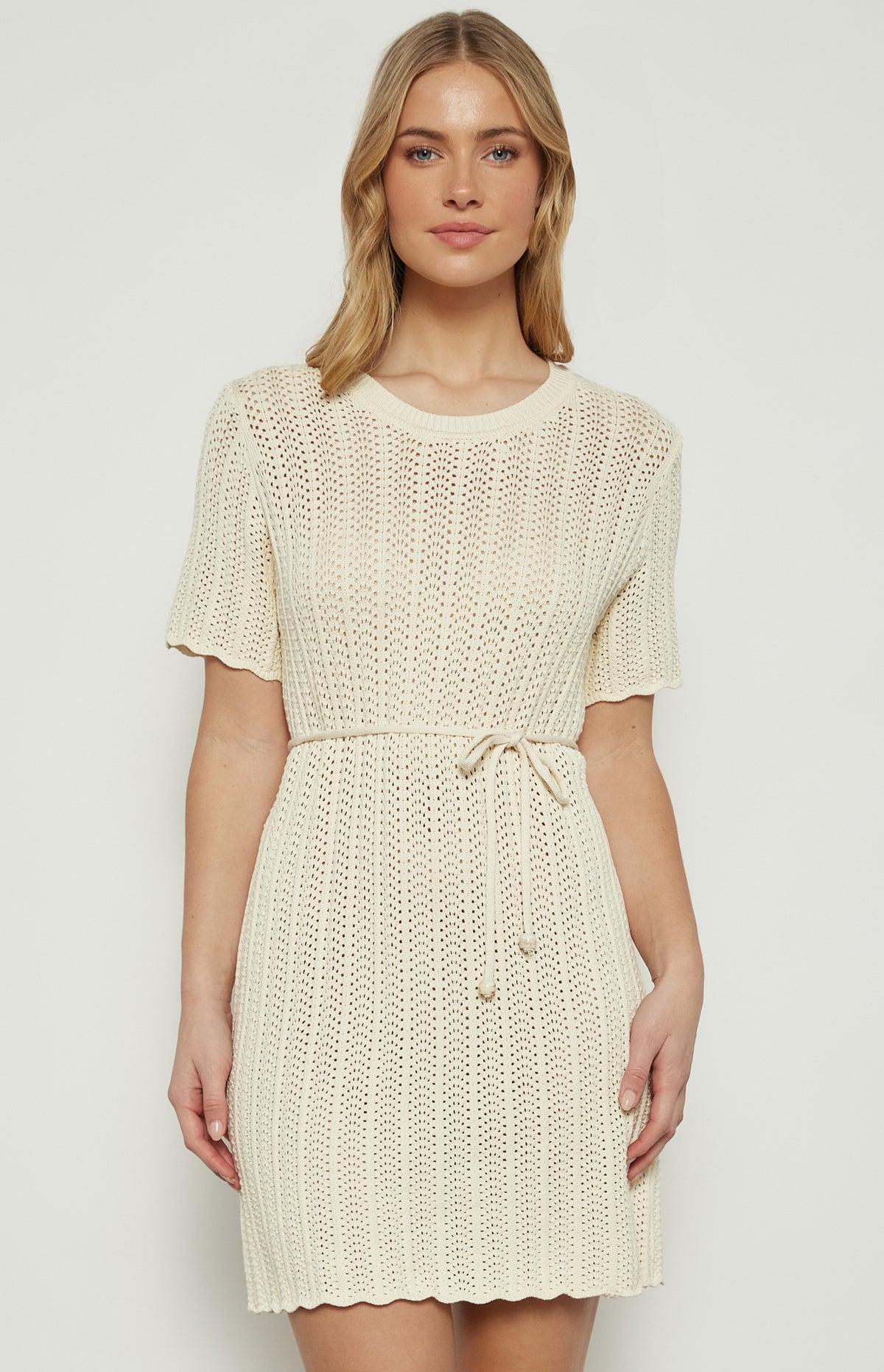 Marriott Crochet Knit Mini Dress - Bone