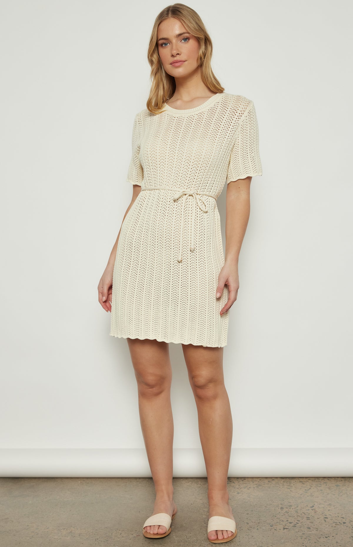 Marriott Crochet Knit Mini Dress - Bone