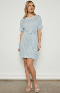 Marriott Crochet Knit Mini Dress - Pale Blue