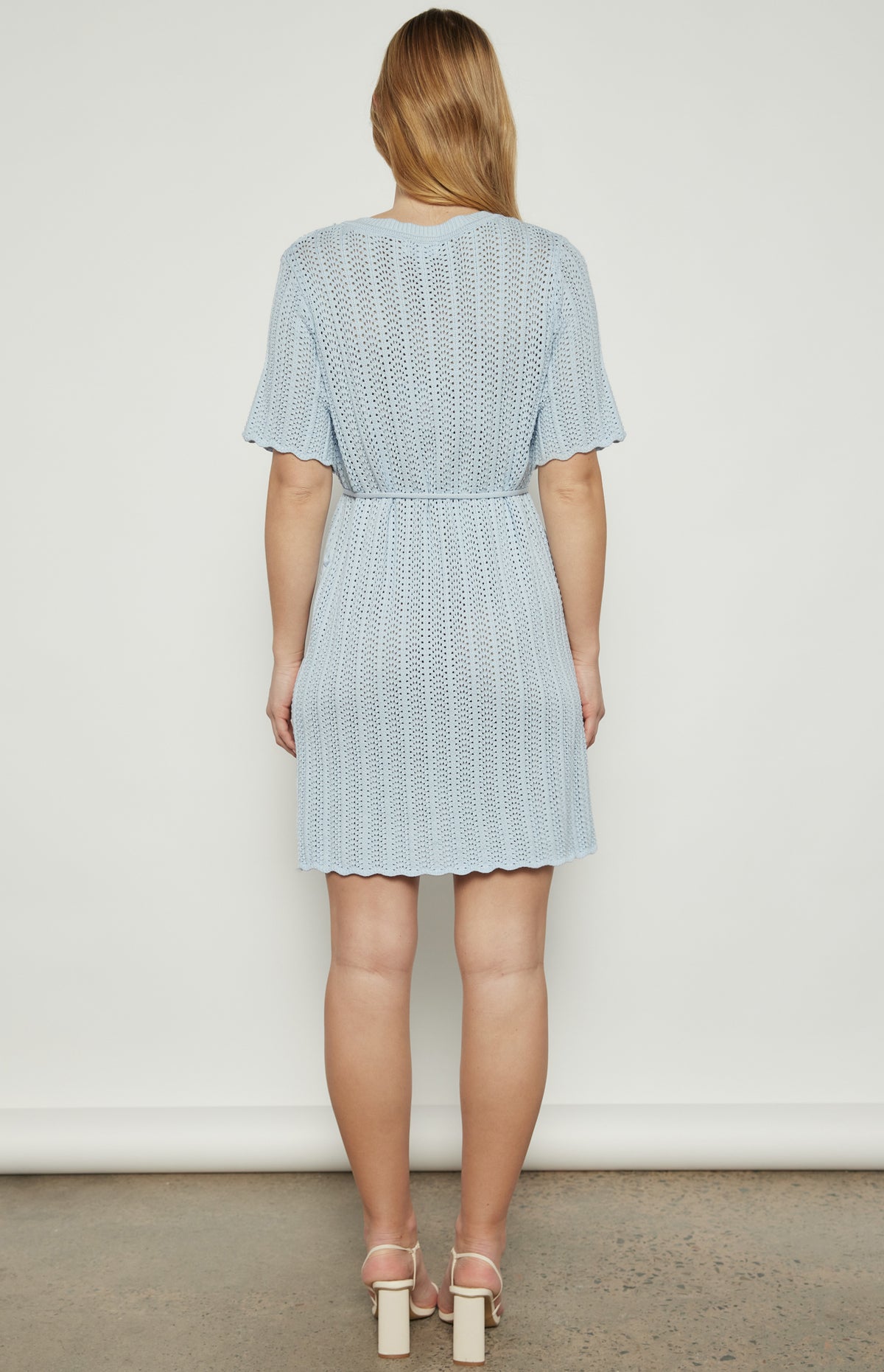 Marriott Crochet Knit Mini Dress - Pale Blue