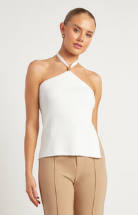 Nyra Halter Knit Top - White