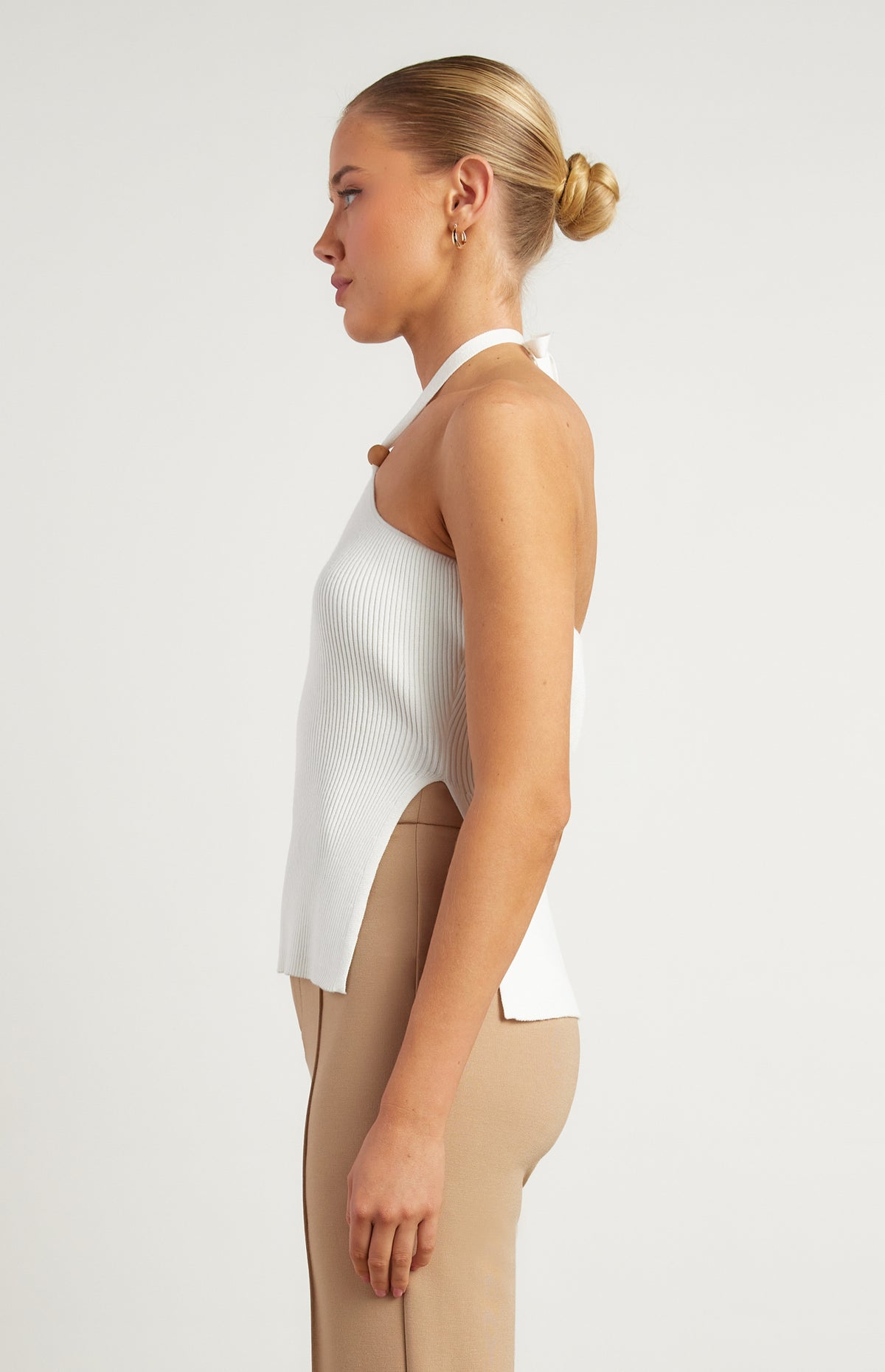 Nyra Halter Knit Top - White