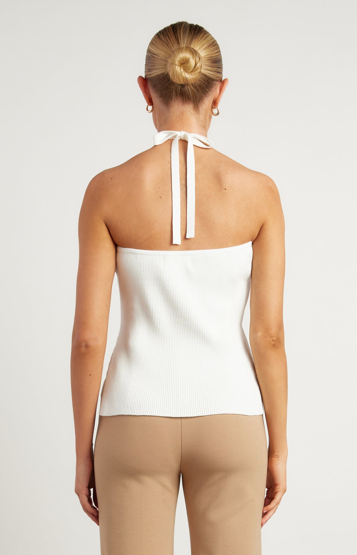 Nyra Halter Knit Top - White