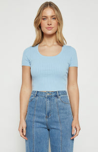 Pammy Lightweight Knit Top - Blue