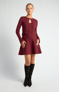 Romaine Dress & Cardigan Knit Set - Merlot