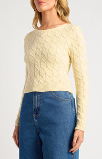 Odile Long Sleeve Knit Top - Lemon