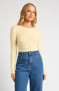 Odile Long Sleeve Knit Top - Lemon