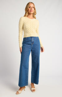 Odile Long Sleeve Knit Top - Lemon