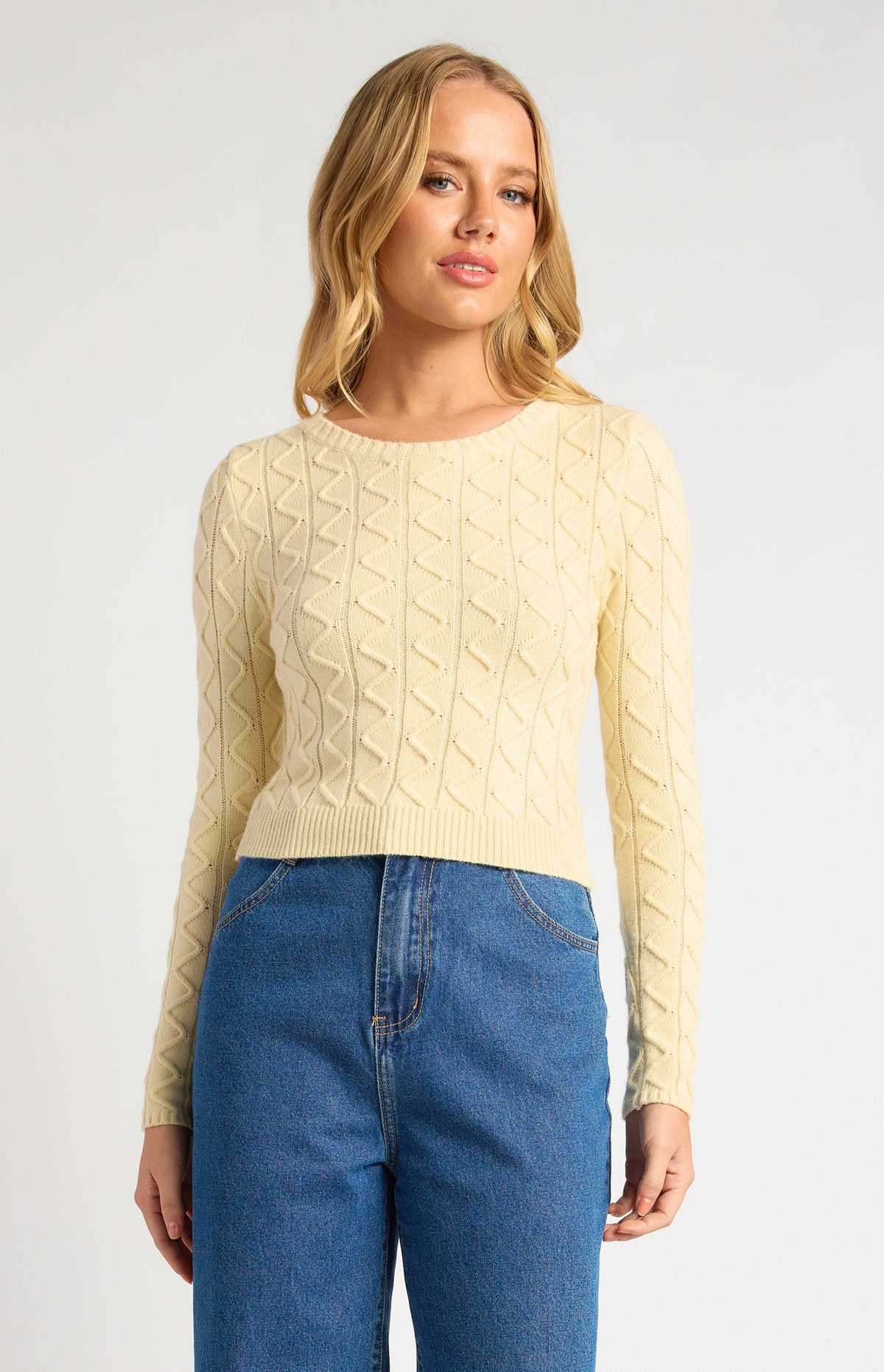 Odile Long Sleeve Knit Top - Lemon