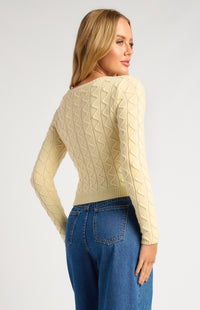 Odile Long Sleeve Knit Top - Lemon
