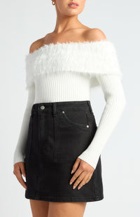 Marzella Off Shoulder Knit Top - White