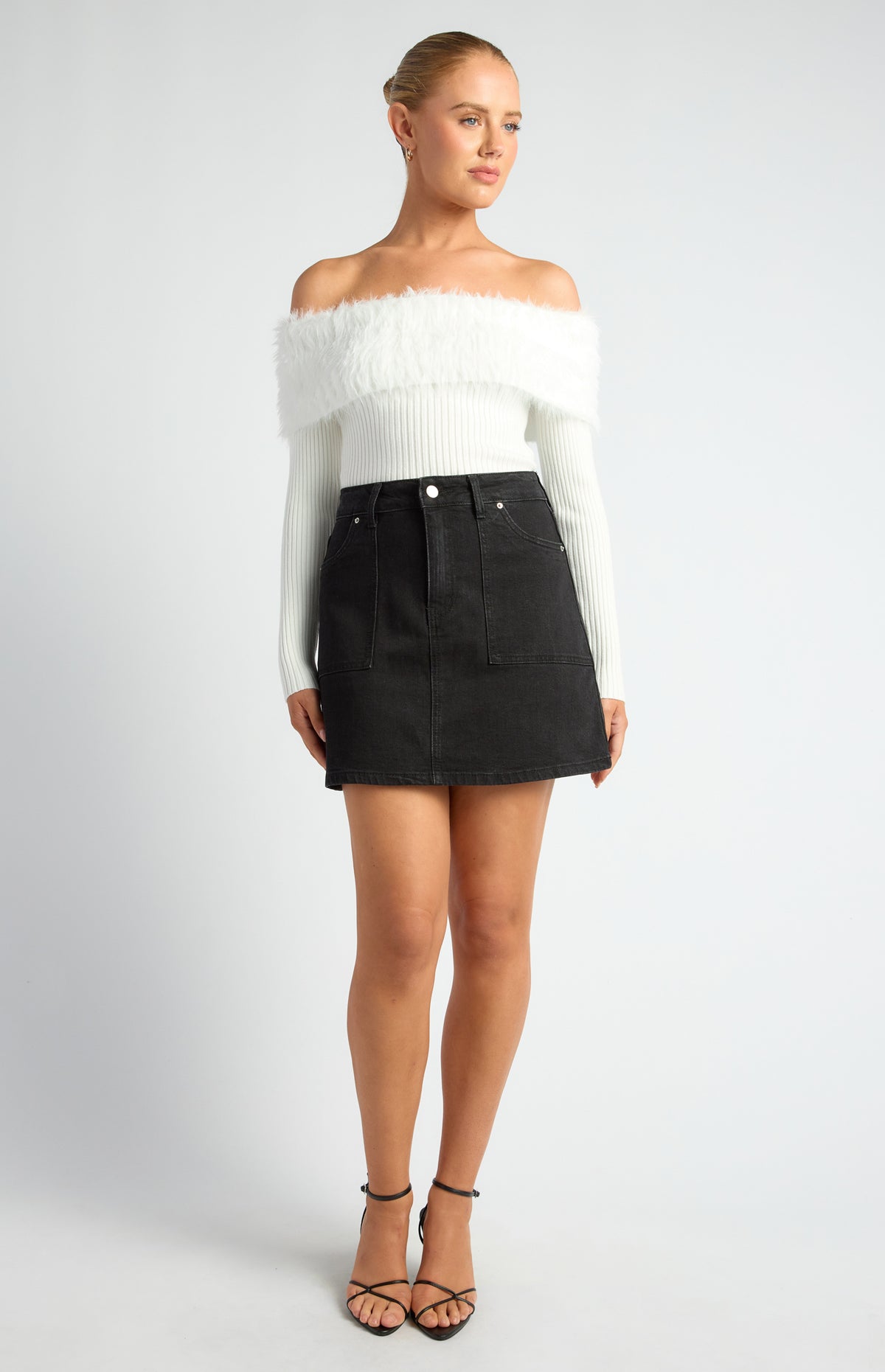 Marzella Off Shoulder Knit Top - White